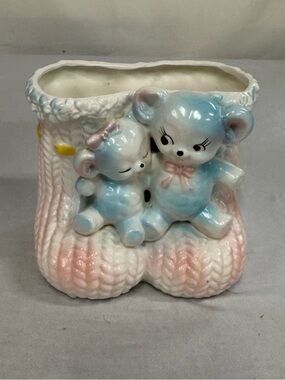 Vintage Rubens Baby Knitted Booties Planter